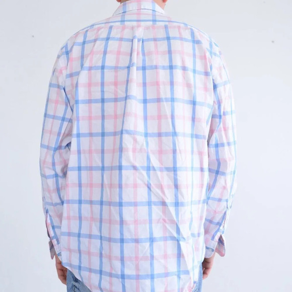 Vineyard Vines White Pink Blue Checker Classic Fit Murray Shirt 100% Cotton Shir - Picture 3 of 14